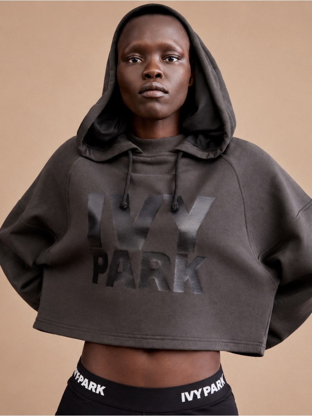 IVY PARK Hoodie Womens Cropped Fleece Beyonce Pullover Sweatshirt Medium